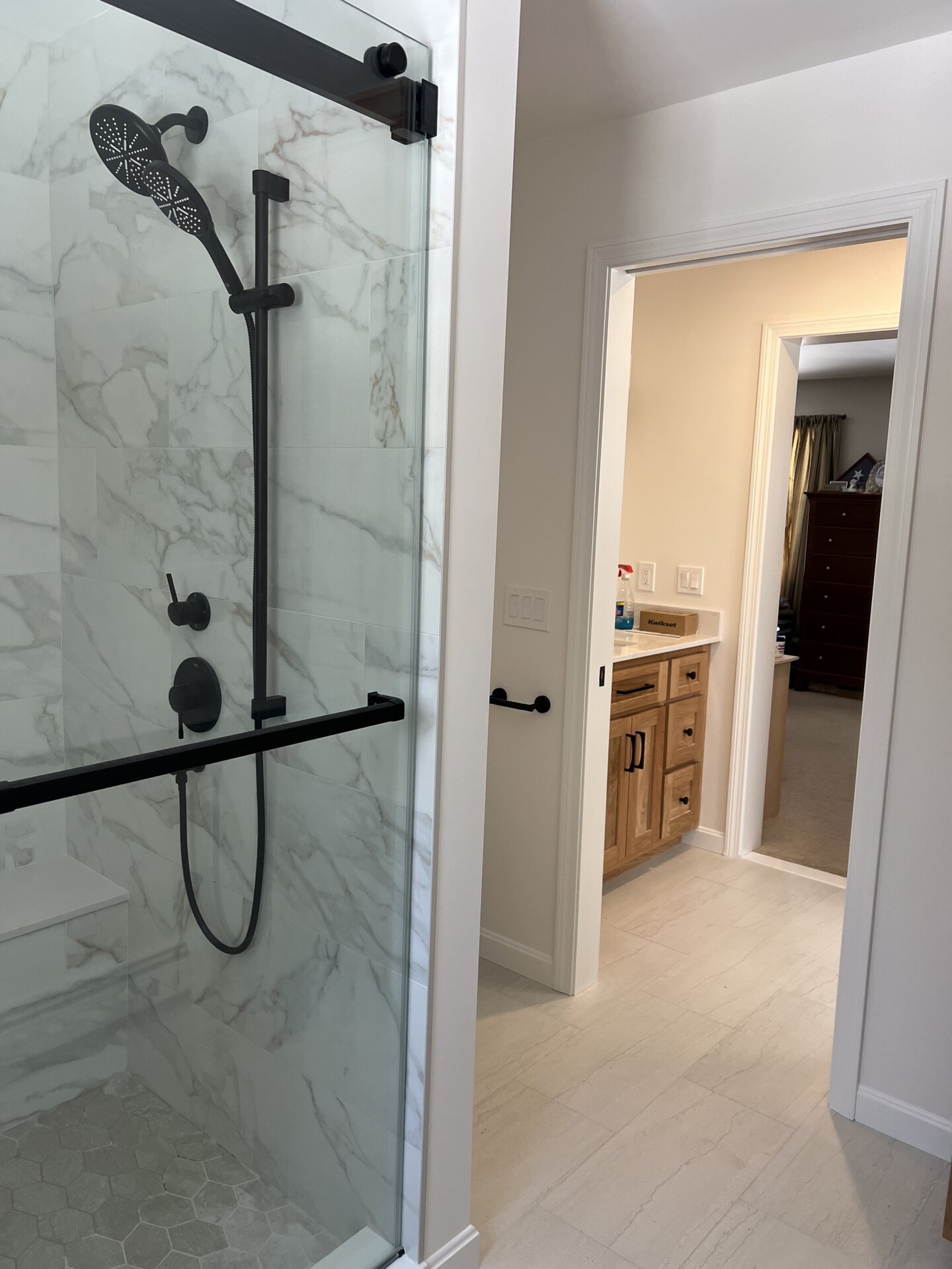 Modern Guest Bathroom with Custom Tile in MetroWest, MA