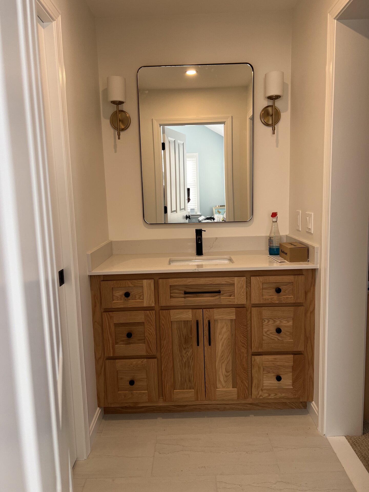Custom Vanity with Backlit Mirror in MetroWest, MA