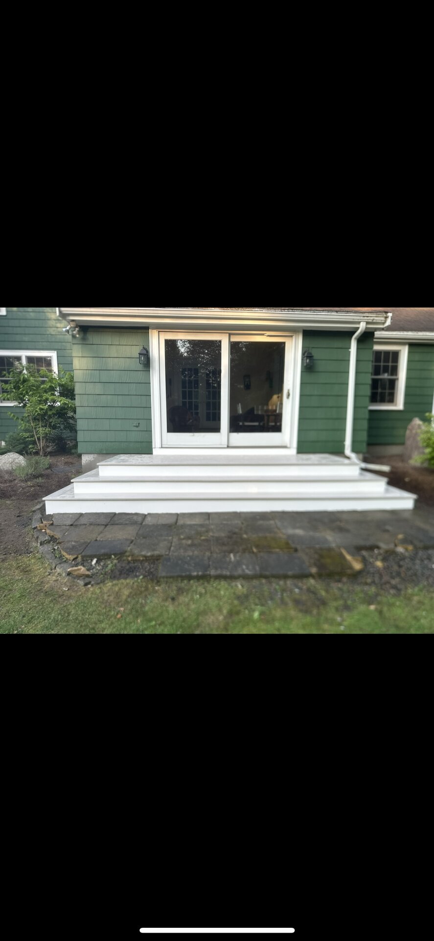 Outdoor Living Deck with Stair Run in Weston, MA