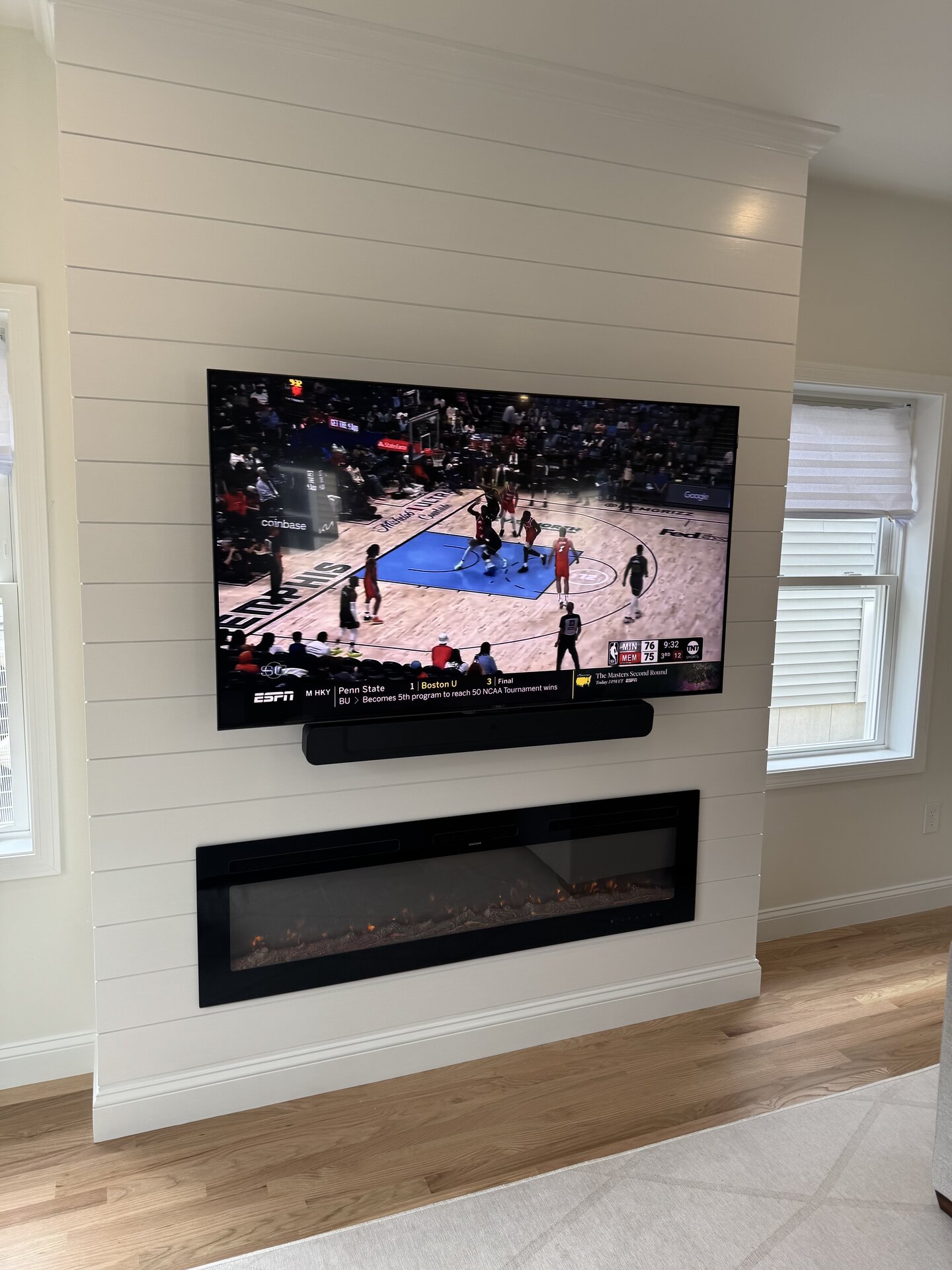 Painted Mantel with Tile Surround in Holliston, MA