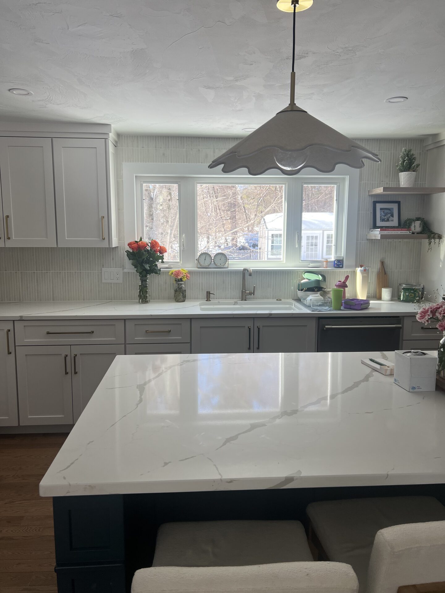 Custom Range Hood with Hand-Glazed Tile in MetroWest, MA